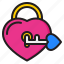 lock, key, heart, love, romance 