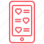 app, communications, date, dating, heart, smartphone, valentines 