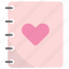 notebook, education, office, book, heart, love 