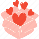 love, box, wiht, hearts, valentine, package, shipping, delivery, parcel