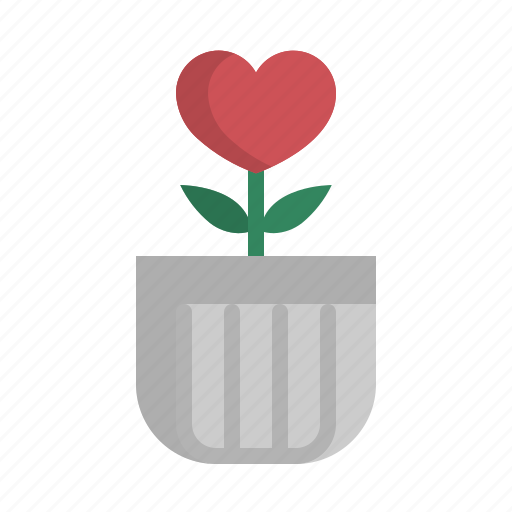 Decorate, floral, flower, heart, plant, pot, valentine icon - Download on Iconfinder