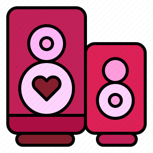 Speaker, heart, volume, woofer, romantic, song icon - Download on Iconfinder