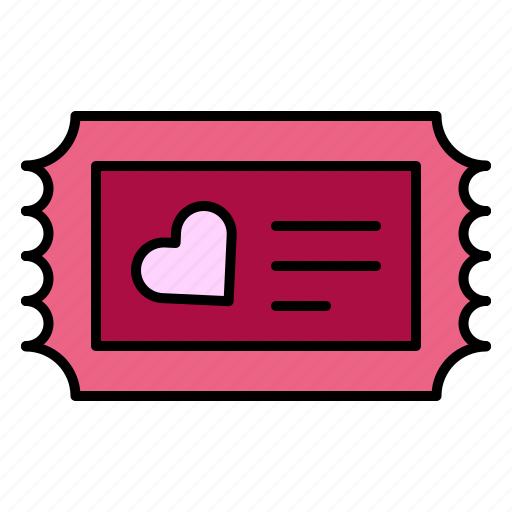 Ticket, party, cinema, love, and, romance, heart icon - Download on Iconfinder