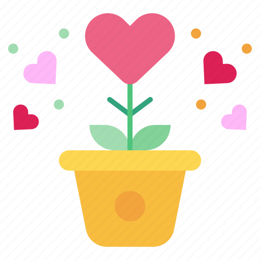 Plant, growth, heart, pot, love icon - Download on Iconfinder