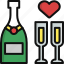 champagne, glass, heart, love, romance, valentine, valentine&#x27;s day 