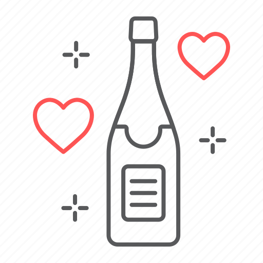 Champagne, bottle, heart, valentines, love, alcohol, holiday icon - Download on Iconfinder