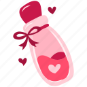 valentine, love, valentines, romantic, heart, pink, potion, gifts, bottle