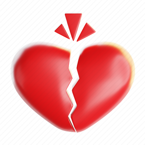 Broken, heart, bone, romance, medical, valentine, like 3D illustration - Download on Iconfinder
