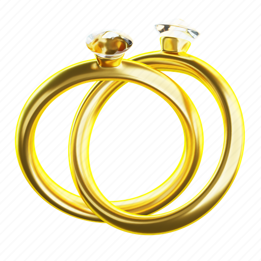 Couple, rings, valentine, wedding, marriage, heart, ring 3D illustration - Download on Iconfinder