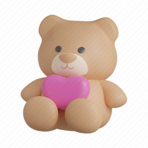 Bear, teddy, teddy bear, heart, love, romance, valentines 3D illustration - Download on Iconfinder