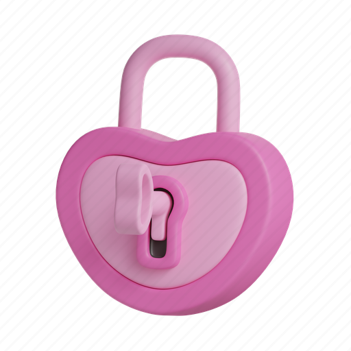 Padlock, unlock, lock, security, valentines, heart, love 3D illustration - Download on Iconfinder