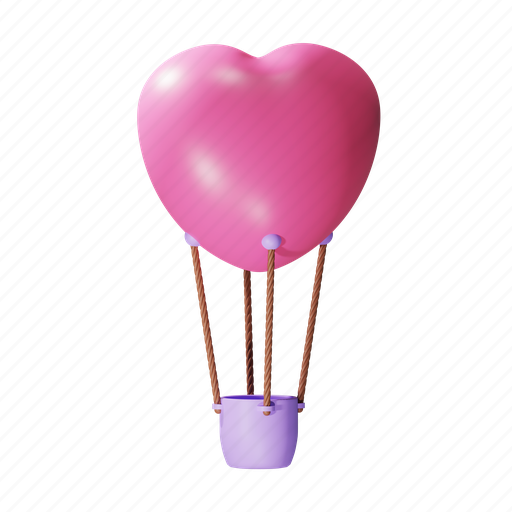 Valentine, balloon, romance, love, marriage, air, wedding 3D illustration - Download on Iconfinder