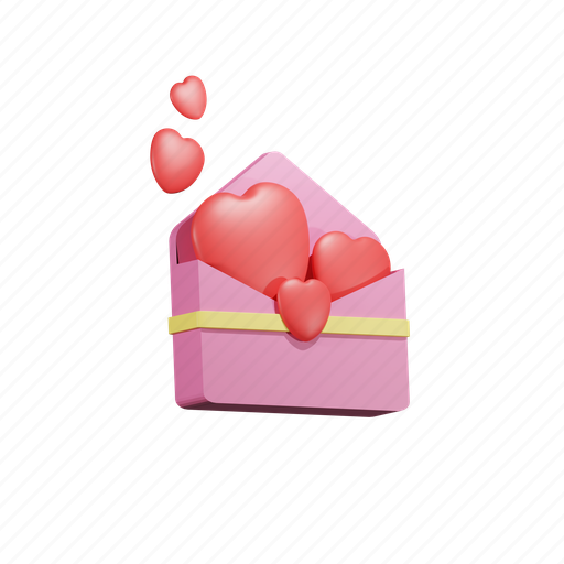 Valentine, envelope, message, mail, text, letter, conversation 3D illustration - Download on Iconfinder