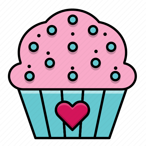 Cupcake, cake, feast, heart, love, valentine, valentine's day icon - Download on Iconfinder