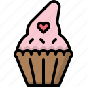 cupcake, decoration, dessert, heart, muffin, sweet, valentines