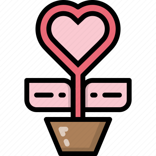 Decoration, flora, gift, heart, pot, tree, valentines icon - Download on Iconfinder