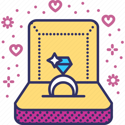Diamond, engagement, jewelry box, proposal, ring, valentines, valentines day icon - Download on Iconfinder