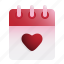 calendar, valentine, heart, shape, day 
