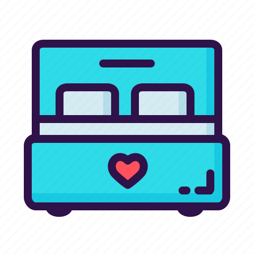 Bed, couple, heart, honeymoon, love, sleeping, valentine icon - Download on Iconfinder