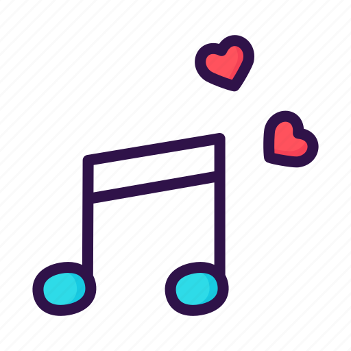 Hearts, music, musicnote, romantic, sound, valentine, wedding icon - Download on Iconfinder