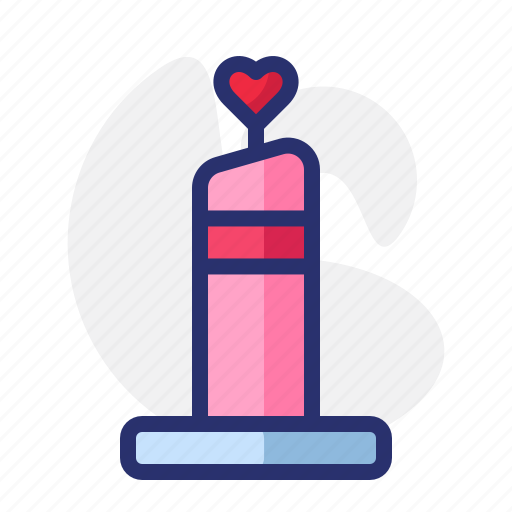 Candle, heart, love, pink, red, single, valentine icon - Download on Iconfinder