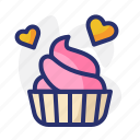 cake, cup, heart, love, pink, red, valentine 
