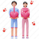 couple, holding, love, heart, valentine, relationship, character, dating, romantic 