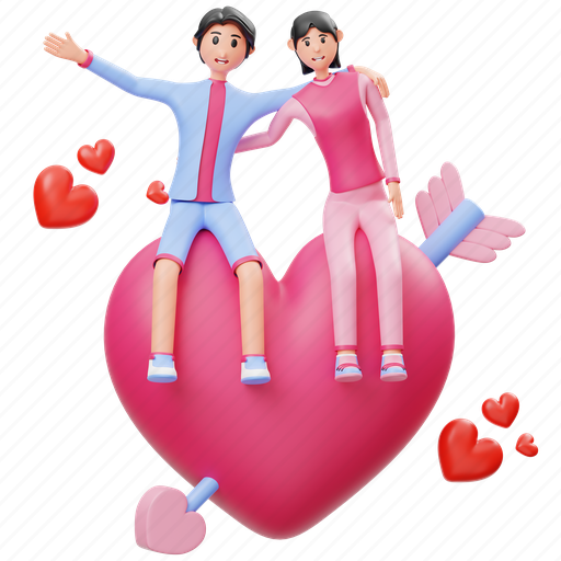Sitting, love, valentine, couple, relationship, character, romantic 3D illustration - Download on Iconfinder
