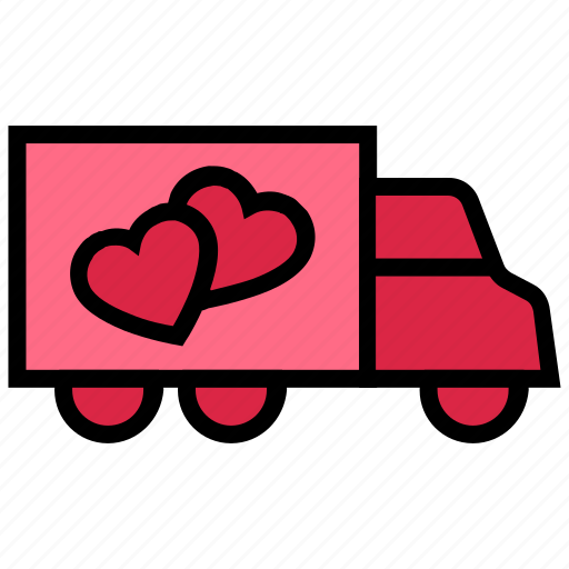 Delivery, gift, heart, love, transport, truck, valentine’s day icon - Download on Iconfinder