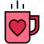 coffee, cup, heart, heart tea, mug, tea, valentine’s day 