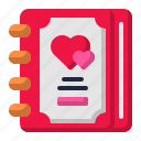 diary, valentines, romantic, schedule, heart, love, note, book