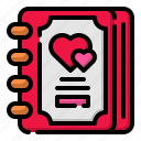diary, valentines, day, romantic, schedule, heart, love, note, book