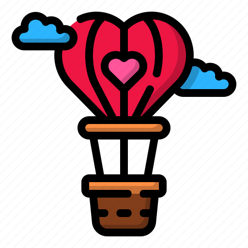 Hot, air, balloon, valentines, day, honeymoon, transportation icon - Download on Iconfinder