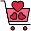 buy, cart, favorite, heart, shopping cart, trolley, valentine’s day 