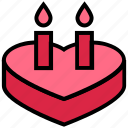 cake, candles, dessert, heart, romantic, sweet, valentine’s day 