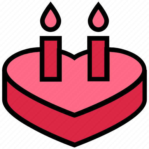 Cake, candles, dessert, heart, romantic, sweet, valentine’s day icon - Download on Iconfinder