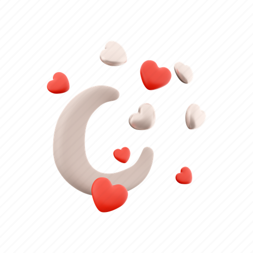 Png, moon, night, heart, sky, valentines day, moonlight 3D illustration - Download on Iconfinder