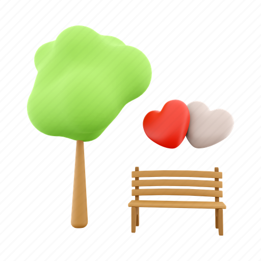 Png, relaxation, infatuation, scene, two bench, valentines day, seat 3D illustration - Download on Iconfinder