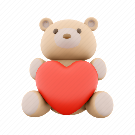Png, heart, love, bear, valentine, teddy, gift 3D illustration - Download on Iconfinder