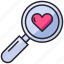 find, love, magnifier, romance, search, valentine, zoom 