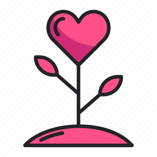 Flower, growth, heart, love, plant, valentine, wedding icon - Download on Iconfinder