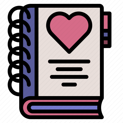 Valentineday, diary, heart, book, valentine, romance, memo icon - Download on Iconfinder