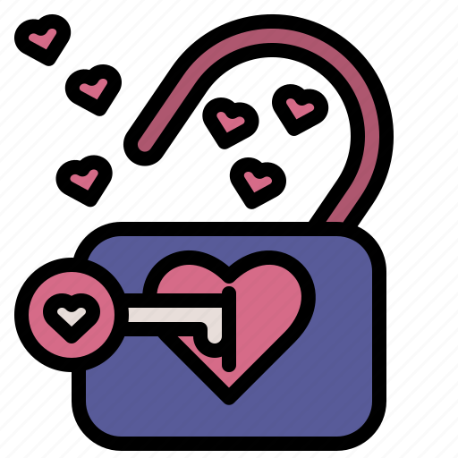 Valentineday, unlock, heart, key, romance, wedding, lock icon - Download on Iconfinder