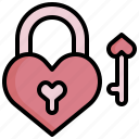 padlock, valentines, heart, security, key