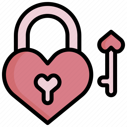 Padlock, valentines, heart, security, key icon - Download on Iconfinder