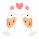 champagne, wine, dinner, romantic dinner, beverage, couple, cheers, engagement, marriage