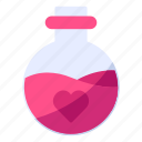 bottle, flask, lab, love, potion, romance, valentine