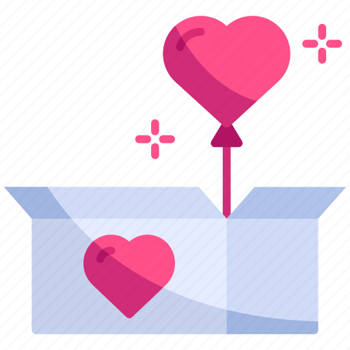 Balloon, box, gift, love, open, unboxing, valentine icon - Download on Iconfinder