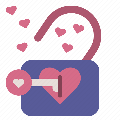 Valentineday, unlock, heart, key, romance, wedding, lock icon - Download on Iconfinder