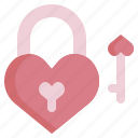 padlock, valentines, heart, security, key